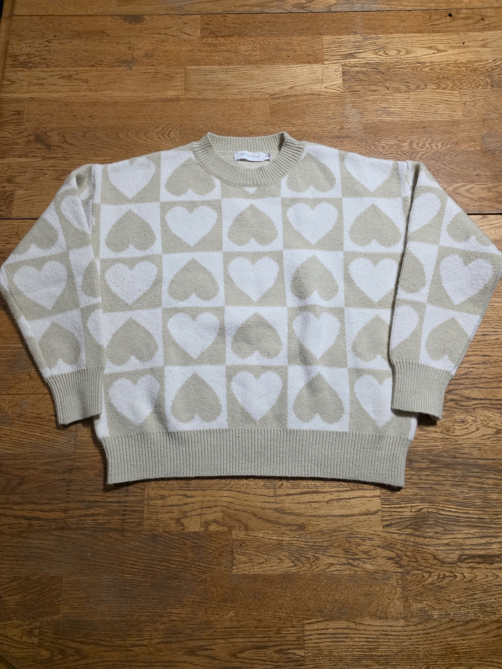 All In Favor Knit Romantic Neutral Luxury Heart Scandi Sweater